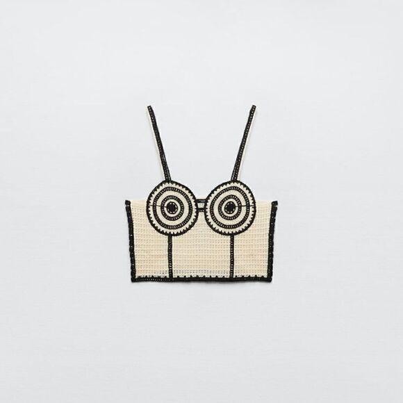 CONTRAST CROCHET TOP ZARA  - Picture 4 of 8